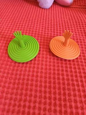 Silicone Sink Stoppers Set of 2 New Orange and Green with Hand Handle
