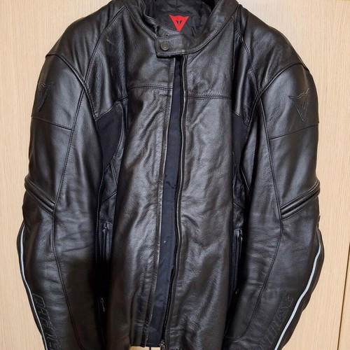 Dainese leather motorcycle jacket new, size 58, black