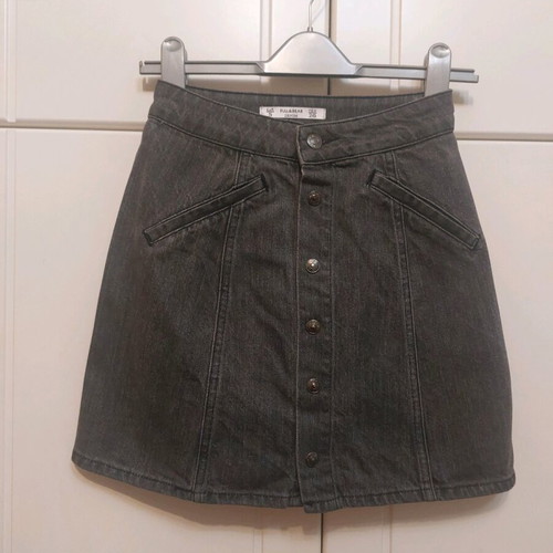 Jean skirt with buttons gray Pull&Bear like new, size S