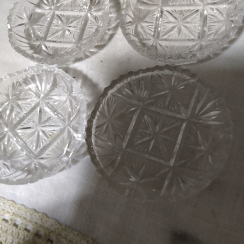 Antique crystal dessert plates from the 1950s, set of 4