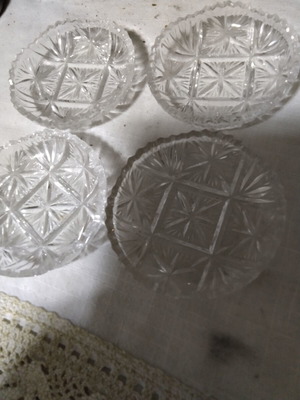 Antique crystal dessert plates from the 1950s, set of 4