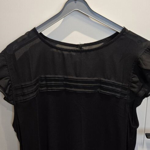 Terranova black blouse with sheer and ruffles