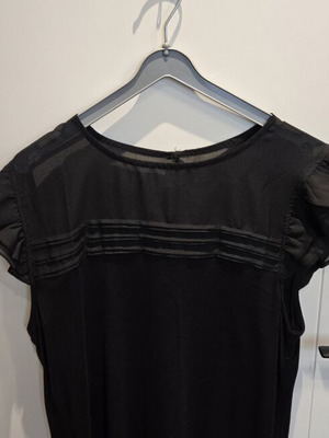 Terranova black blouse with sheer and ruffles