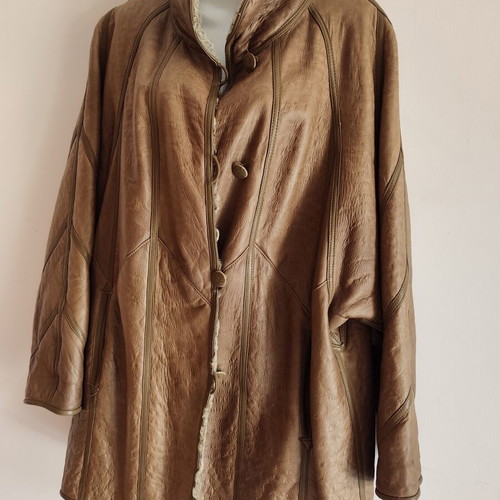 Sheepskin coat Christ Schad reversible, new, beige and brown