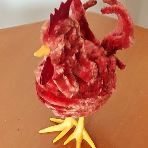 Vintage Easter rooster used, velvet decorative item