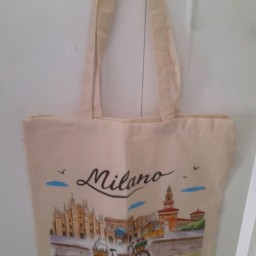 Tote bag Milano new, shoulder, beige multicolor
