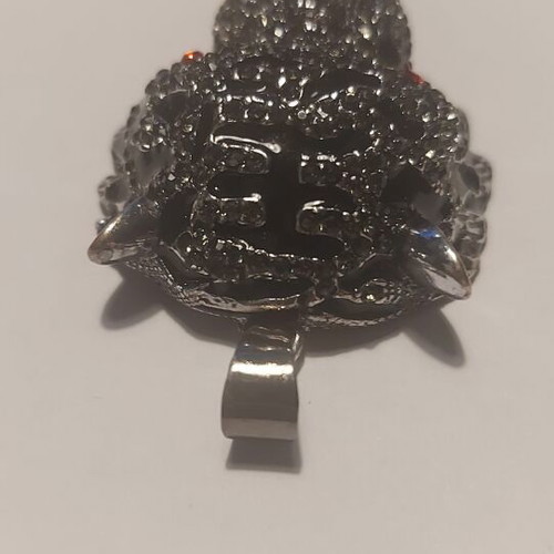 Steel Puma Pendant new, black and silver with red stones