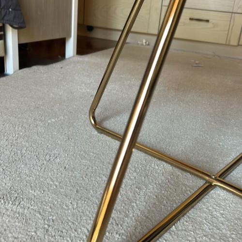 Velvet chair gray with gold legs like new