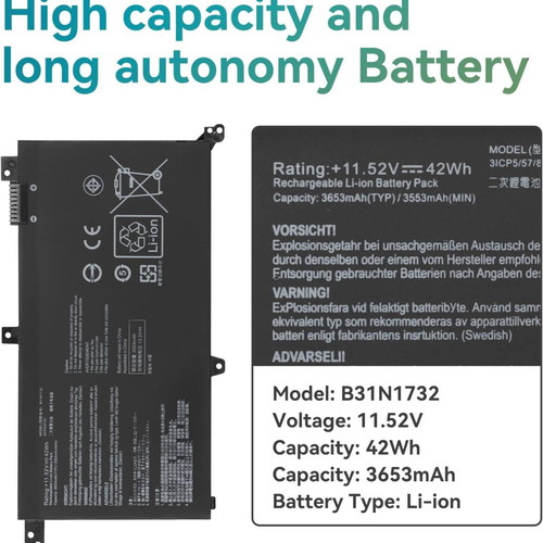 Asus Vivobook S14 42Wh B31N1732 Laptop Battery New