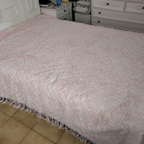 Cotton quilt blanket used, super king size, pink 2.40×2.70