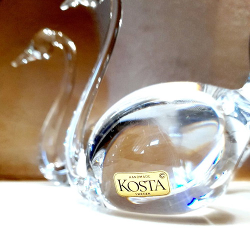 Set of 3 Crystal Swan Figures Kosta Boda & Hering Crystal new