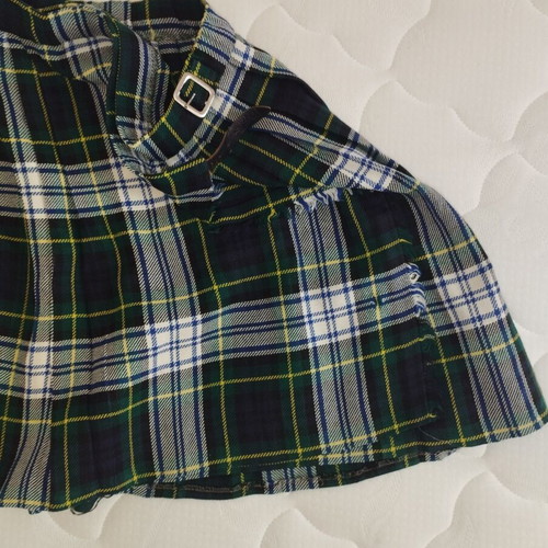 Vintage plaid kilt-style skirt like new, short, blue-green
