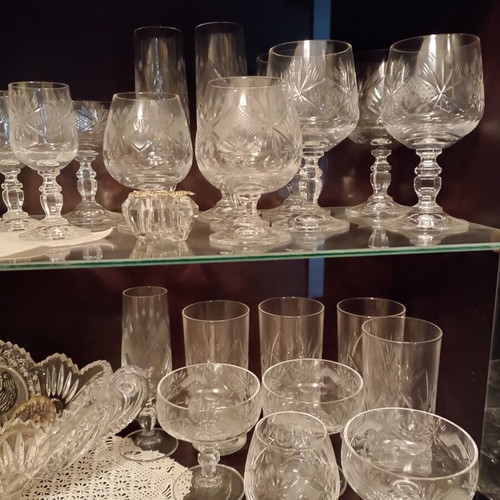 Vintage carved Czech crystal set of 41 pieces, like new