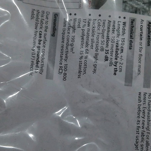YSHIELD Shielding Fabric 1.50×1.50 New, Blocks Electromagnetic Signals and Noise