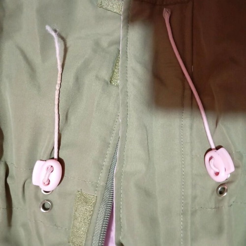 Puffer jacket size 10 like new, khaki with pink details