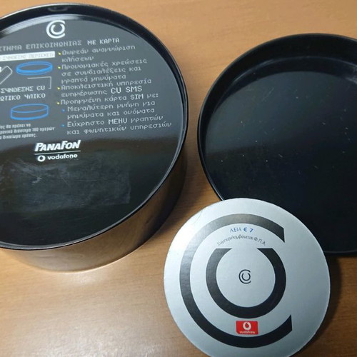 Vodafone CU collectible pack used with metal tin and phone card