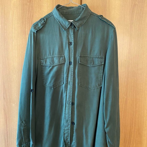 Zara women's denim shirt new, cypress green, size XL