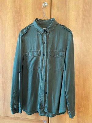 Zara women's denim shirt new, cypress green, size XL