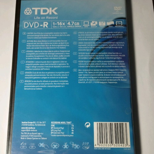 TDK DVD-R blank with case new