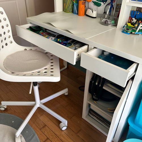 Brimnes single bed with Micke desk and 2 foam mattresses used
