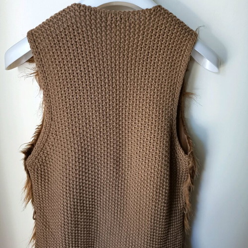Stradivarius women's vest used with fur front and knitted back size M