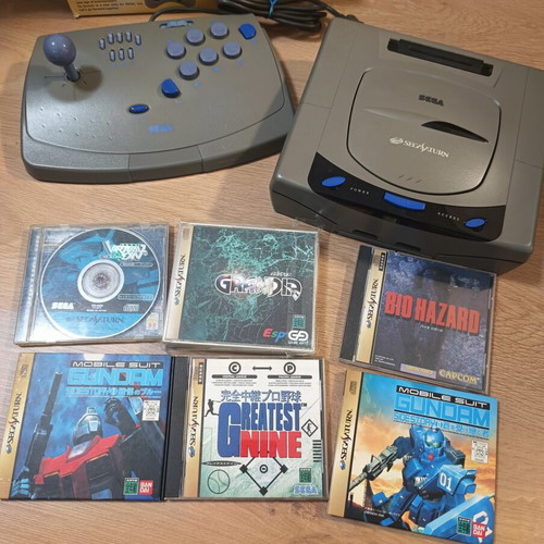 Sega Saturn Japan Console used with Arcade Stick and 6 Games