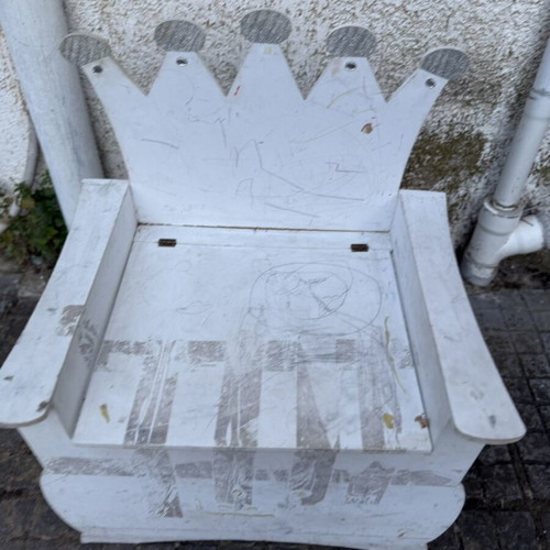 Kids wooden storage bench Princess Crown used