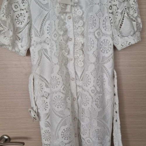 A-Style white dress new, vintage style with pearl buttons