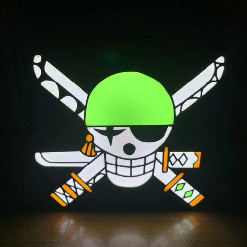 Zoro Skull One Piece Lamp like new, USB with switch