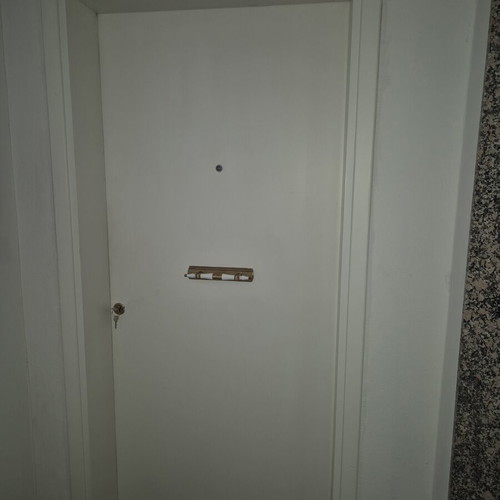Wooden exterior entrance door with frame, white lacquer