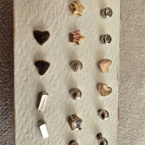 Set of 9 stud earrings with hearts, stars, zirconia, balls