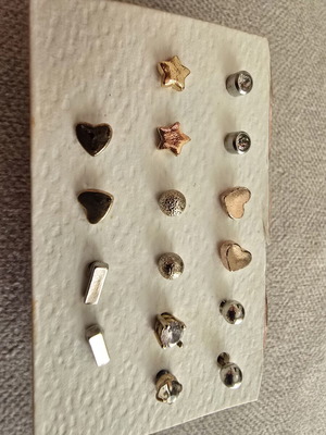Set of 9 stud earrings with hearts, stars, zirconia, balls