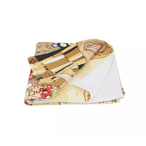 Towel with The Kiss artwork by Gustav Klimt in cream color new