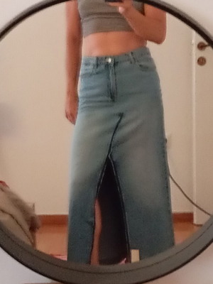 Attrattivo maxi denim skirt with front slit, like new, size M 38 10
