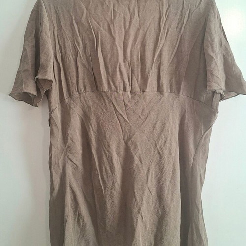 Kanellis blouse with bow, khaki, size Medium