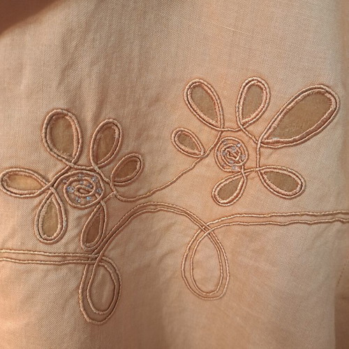 Miss Biana linen women's shirt size 42 with embroidery like new, orange