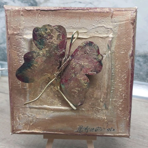 Art piece wall decoration with metal butterfly, like new