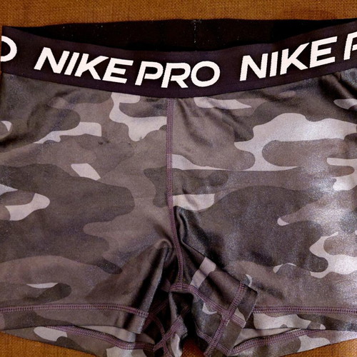 Nike Pro Camo Sports Shorts, Size S, Grey/Black