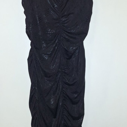 Evening dress like new, dark purple with black leather details, size S