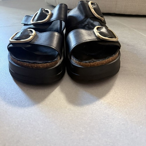 Exe slippers like new with thick sole and golden buckle, size 41