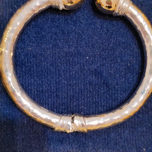 Vintage silver-gold women's bracelet, ancient Greek style