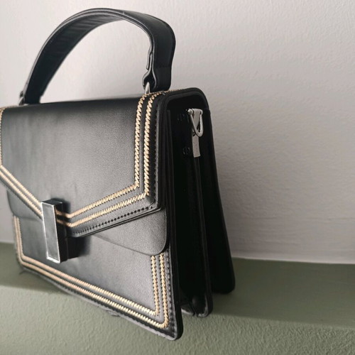 Handbag used, black with gold details