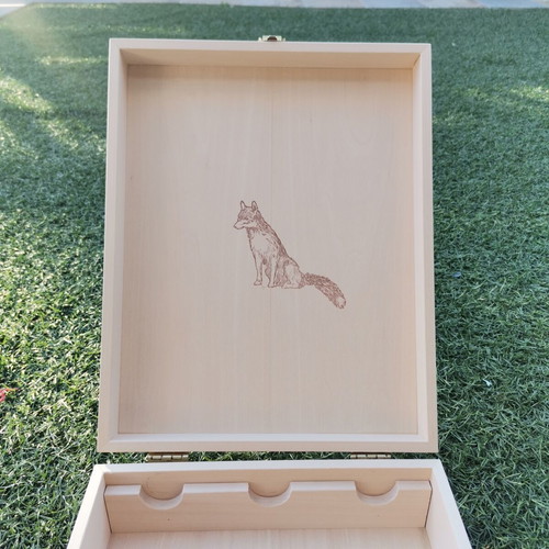 Wooden Kyr-Yiannis Blue Fox Wine Case for 3 Bottles