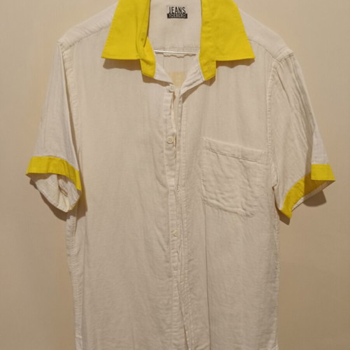 Iceberg Jeans short-sleeve shirt size L white with yellow details like new