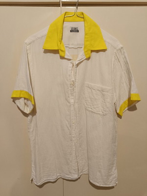 Iceberg Jeans short-sleeve shirt size L white with yellow details like new