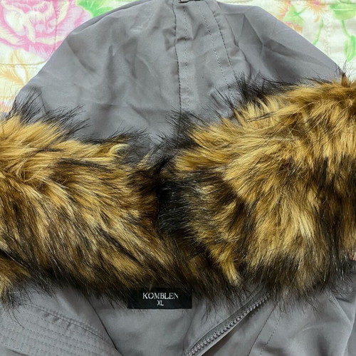 Gray jacket with hood and double fleece lining new XL