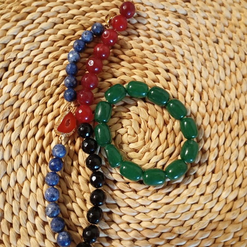 Bracelets set of 4 with natural stones, new, multicolor