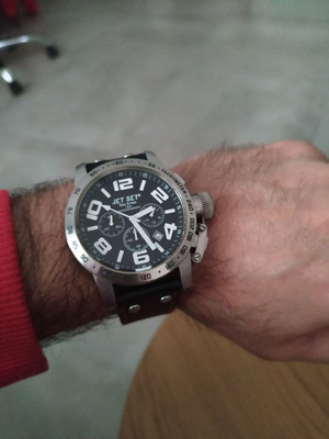 Jetset κλασσικό ανδρικό ρολόι μεταχειρισμένο με δερμάτινο μαύρο λουράκι