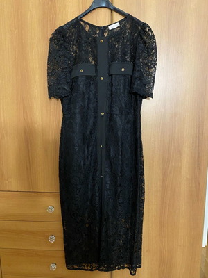 Regalinas lace midi dress black new, size M