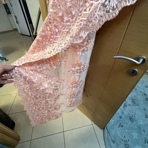 Lace caftan dress long new large beige orange